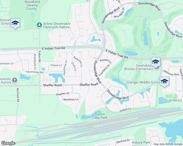 map of restaurants, bars, coffee shops, grocery stores, and more near 2251 Stockton Lane in Aurora