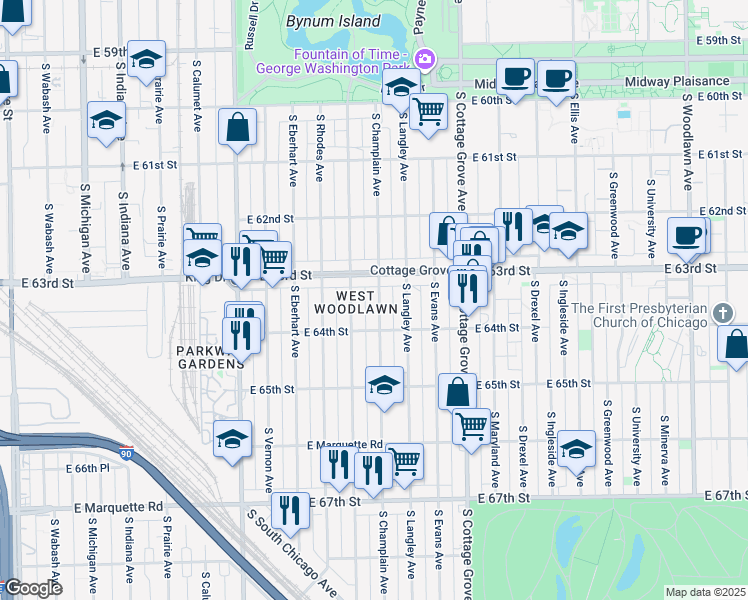 map of restaurants, bars, coffee shops, grocery stores, and more near in Chicago