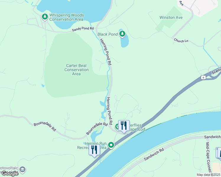 map of restaurants, bars, coffee shops, grocery stores, and more near 97 Herring Pond Road in Bourne