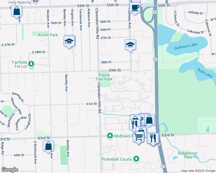 map of restaurants, bars, coffee shops, grocery stores, and more near 175 Macarthur Drive in Willowbrook