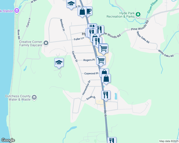 map of restaurants, bars, coffee shops, grocery stores, and more near 15 Caywood Place in Hyde Park
