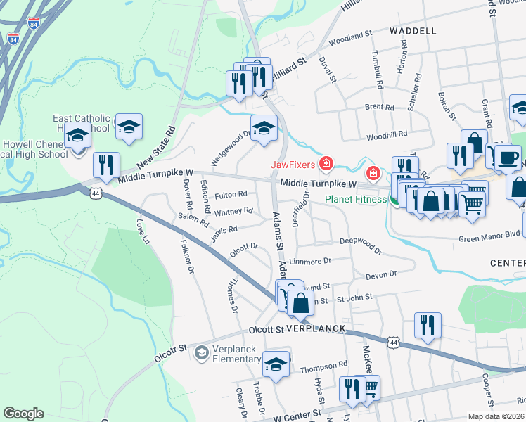 map of restaurants, bars, coffee shops, grocery stores, and more near 5 Hendee Road in Manchester