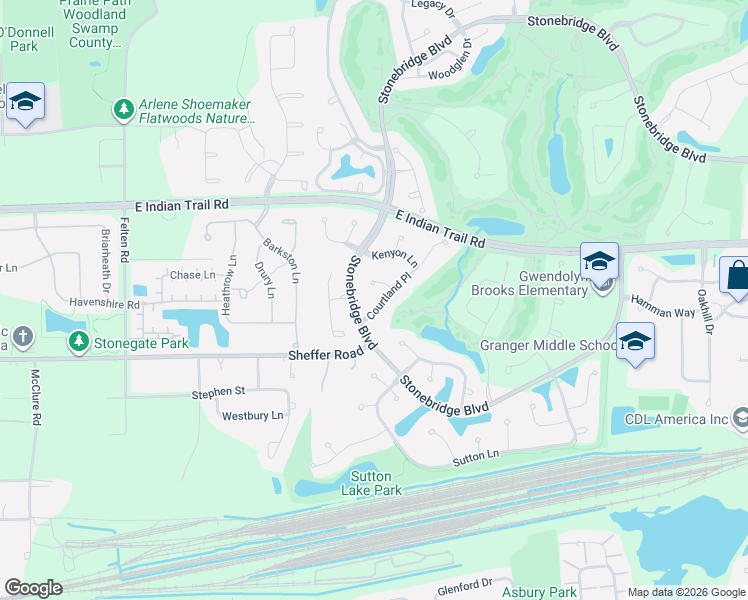map of restaurants, bars, coffee shops, grocery stores, and more near 1044 Courtland Place in Aurora