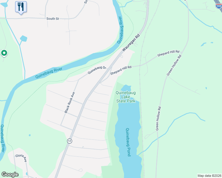 map of restaurants, bars, coffee shops, grocery stores, and more near 28 Burgess Street in Killingly