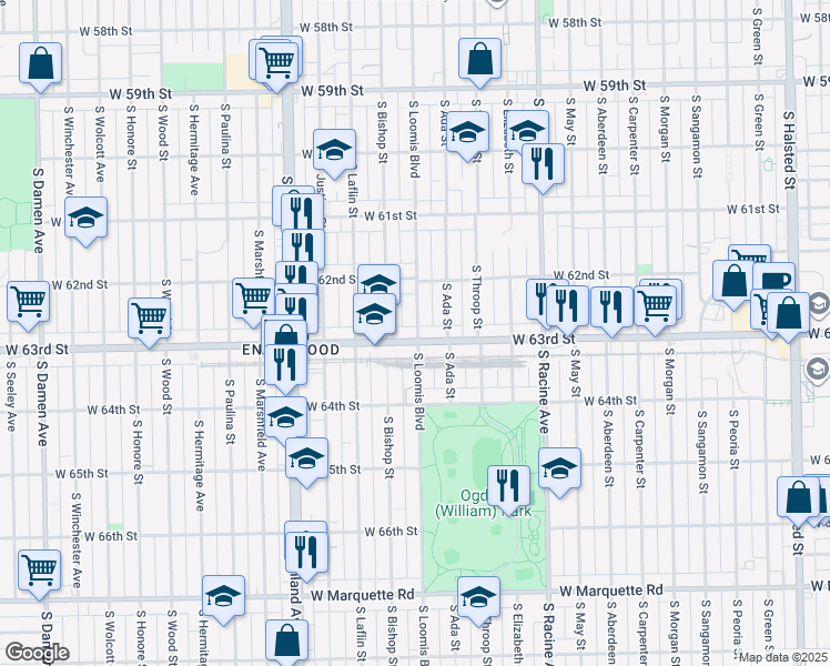 map of restaurants, bars, coffee shops, grocery stores, and more near in Chicago