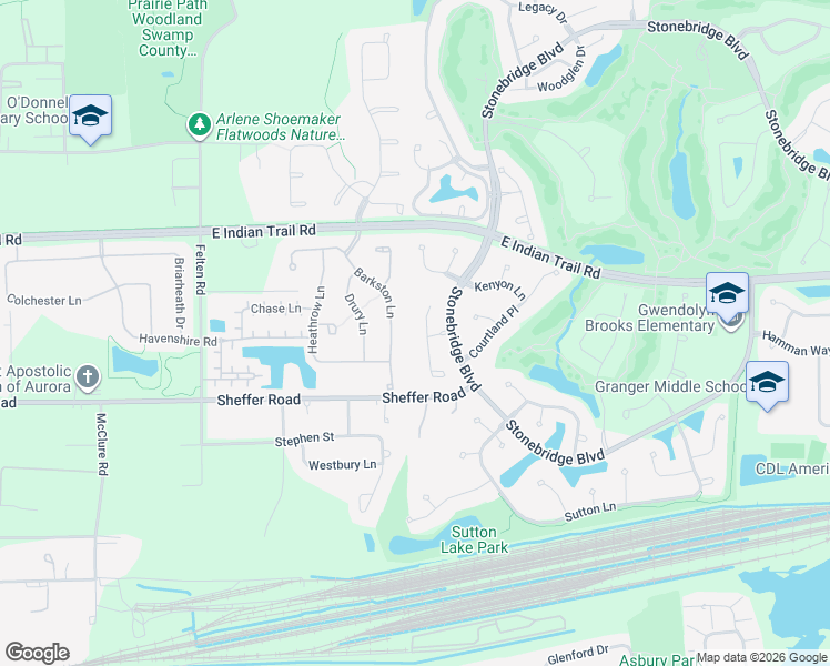 map of restaurants, bars, coffee shops, grocery stores, and more near 2251 Stockton Lane in Aurora