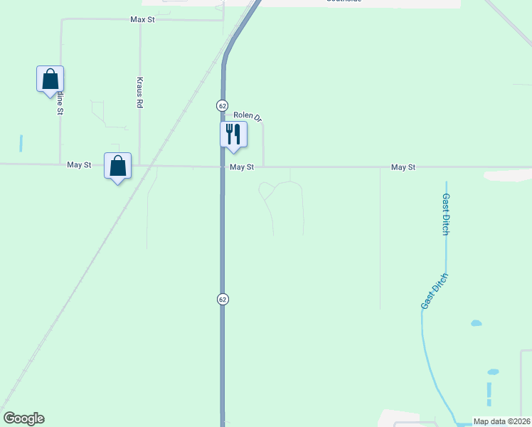 map of restaurants, bars, coffee shops, grocery stores, and more near 70163 Michigan 62 in Edwardsburg