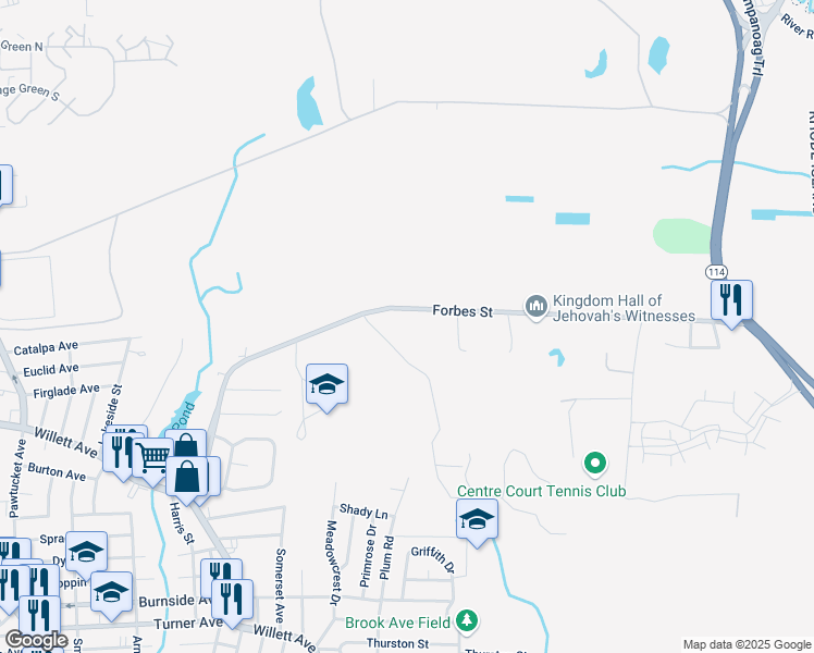 map of restaurants, bars, coffee shops, grocery stores, and more near in East Providence