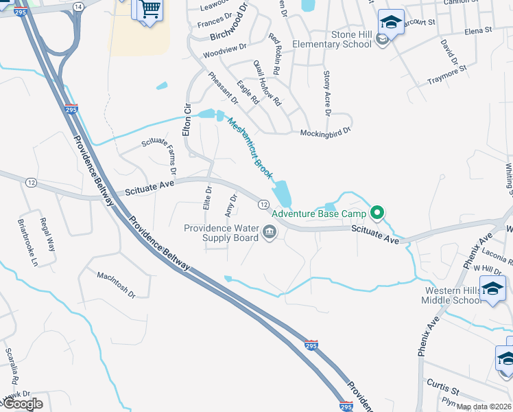 map of restaurants, bars, coffee shops, grocery stores, and more near 436 Scituate Avenue in Cranston
