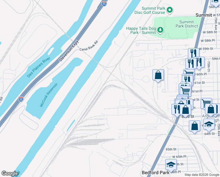 map of restaurants, bars, coffee shops, grocery stores, and more near in Summit