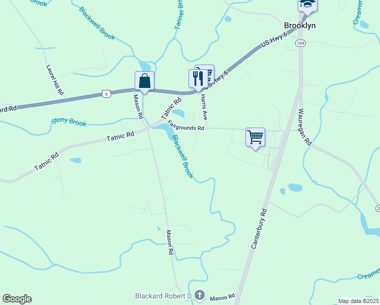 map of restaurants, bars, coffee shops, grocery stores, and more near 97 Fairgrounds Road in Brooklyn