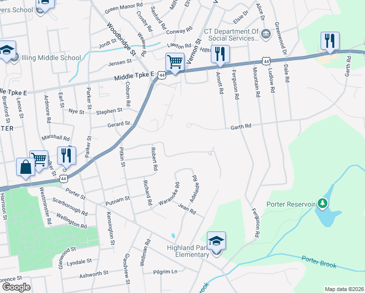 map of restaurants, bars, coffee shops, grocery stores, and more near 140 Boulder Road in Manchester