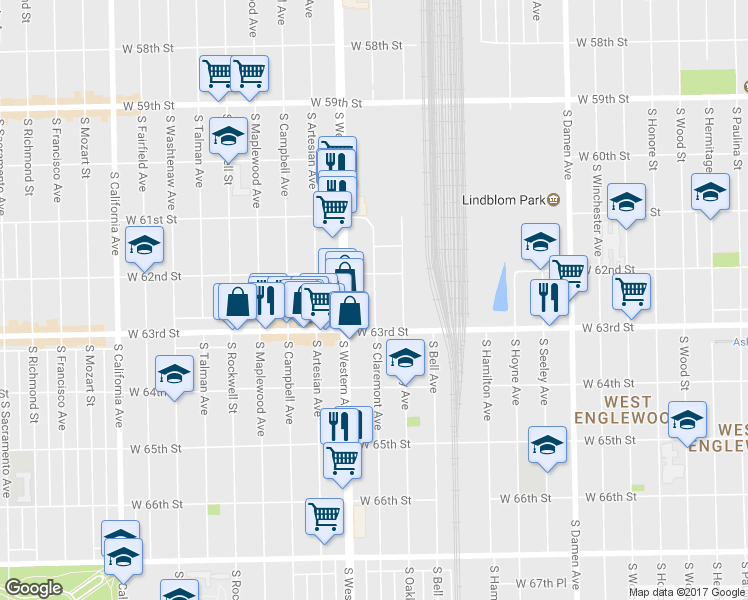 map of restaurants, bars, coffee shops, grocery stores, and more near in Chicago