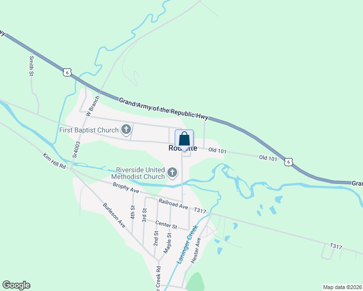 map of restaurants, bars, coffee shops, grocery stores, and more near Main Street in Potter