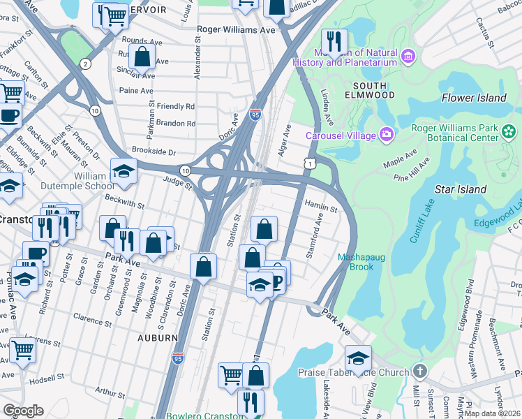 map of restaurants, bars, coffee shops, grocery stores, and more near 99 Dixon Street in Providence