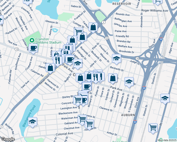 map of restaurants, bars, coffee shops, grocery stores, and more near in Providence