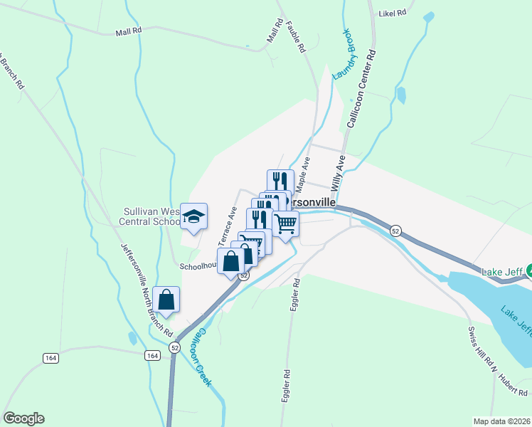 map of restaurants, bars, coffee shops, grocery stores, and more near 8 Center Street in Jeffersonville