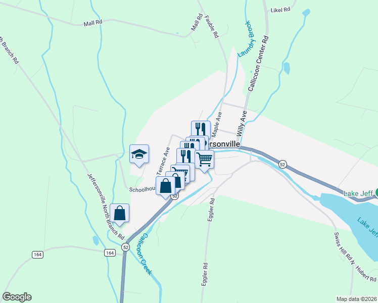 map of restaurants, bars, coffee shops, grocery stores, and more near 8 Center Street in Jeffersonville