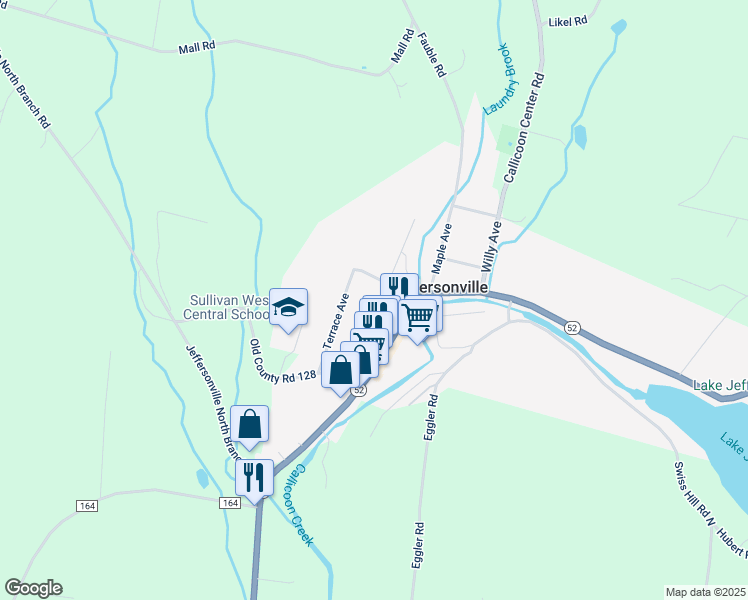 map of restaurants, bars, coffee shops, grocery stores, and more near 25 Center Street in Jeffersonville
