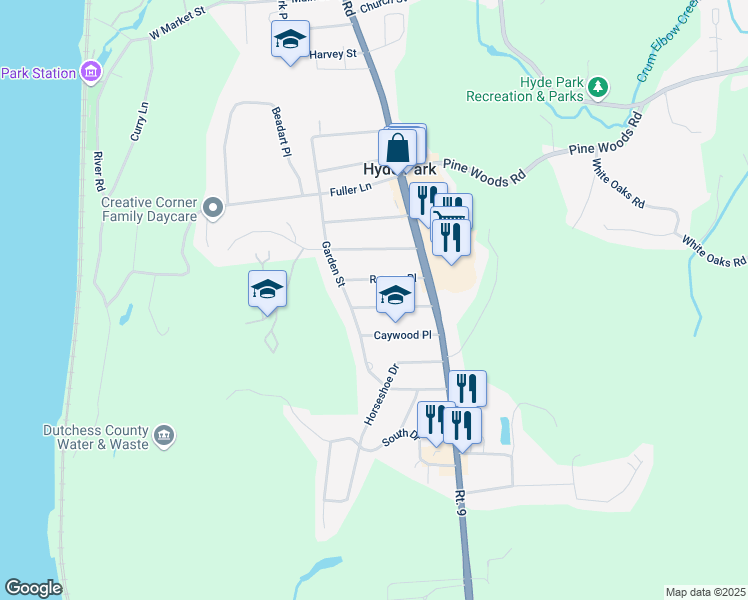 map of restaurants, bars, coffee shops, grocery stores, and more near 20 Rogers Place in Hyde Park