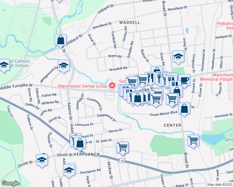 map of restaurants, bars, coffee shops, grocery stores, and more near in Manchester