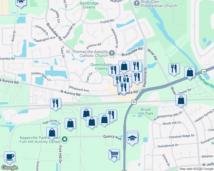 map of restaurants, bars, coffee shops, grocery stores, and more near 700 Small Court in Naperville