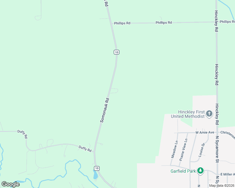 map of restaurants, bars, coffee shops, grocery stores, and more near 10256 Somonauk Road in Hinckley