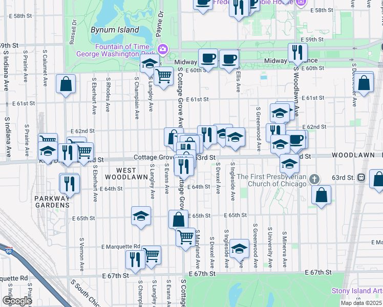 map of restaurants, bars, coffee shops, grocery stores, and more near in Chicago