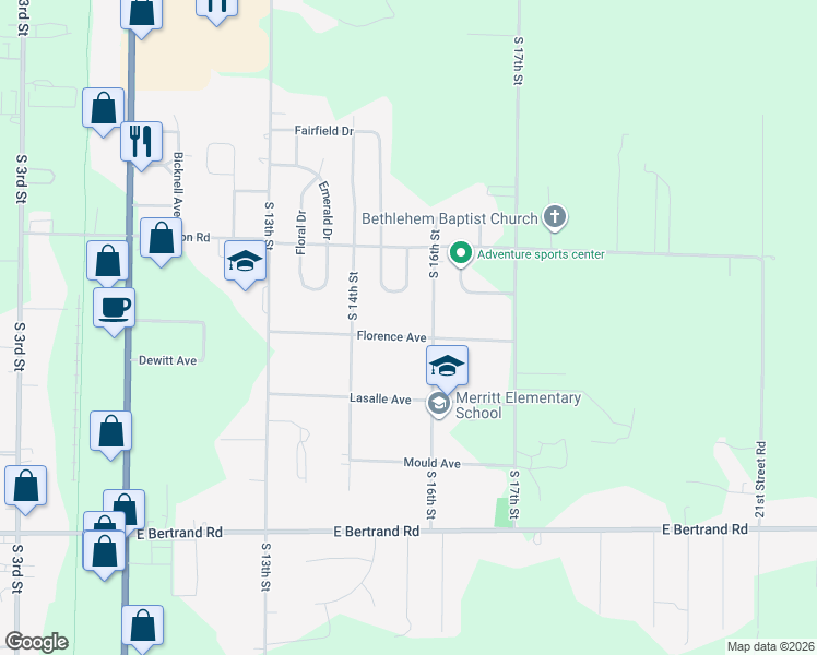 map of restaurants, bars, coffee shops, grocery stores, and more near 1511 Florence Avenue in Niles