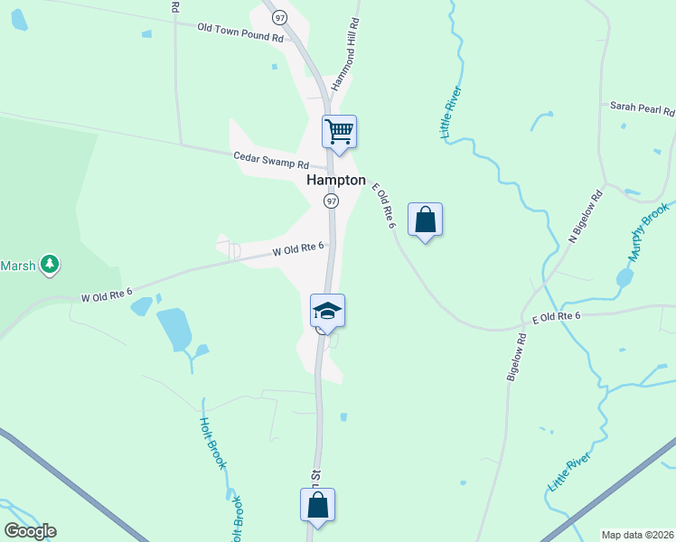 map of restaurants, bars, coffee shops, grocery stores, and more near 198 Main Street in Hampton