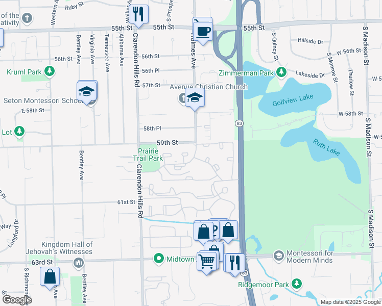map of restaurants, bars, coffee shops, grocery stores, and more near 114 Macarthur Drive in Willowbrook