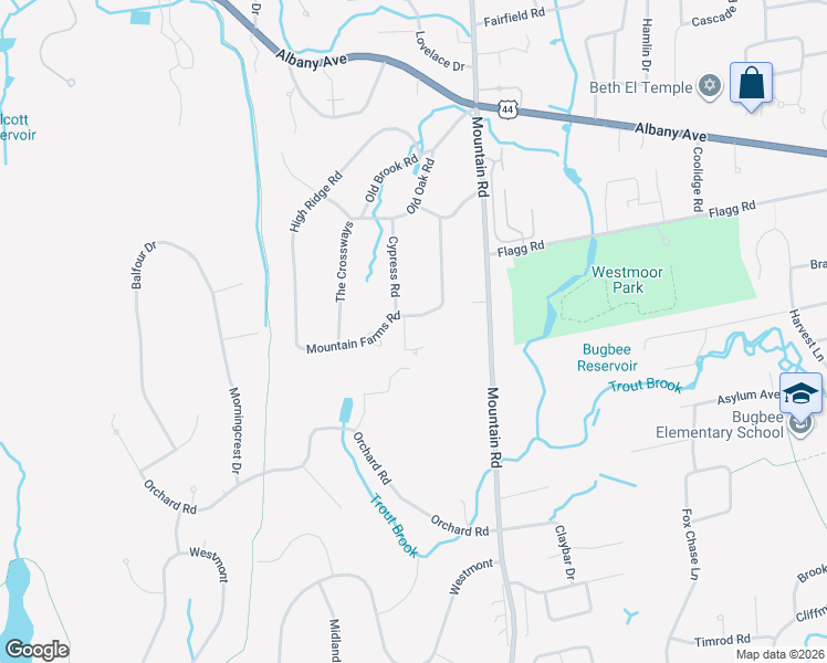map of restaurants, bars, coffee shops, grocery stores, and more near 31 Mountain Farms Road in West Hartford