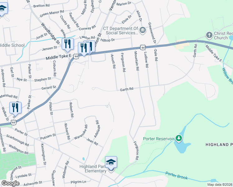 map of restaurants, bars, coffee shops, grocery stores, and more near 18 Garth Road in Manchester