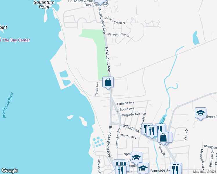 map of restaurants, bars, coffee shops, grocery stores, and more near 4 Industrial Way in East Providence