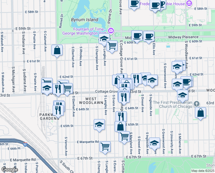 map of restaurants, bars, coffee shops, grocery stores, and more near in Chicago