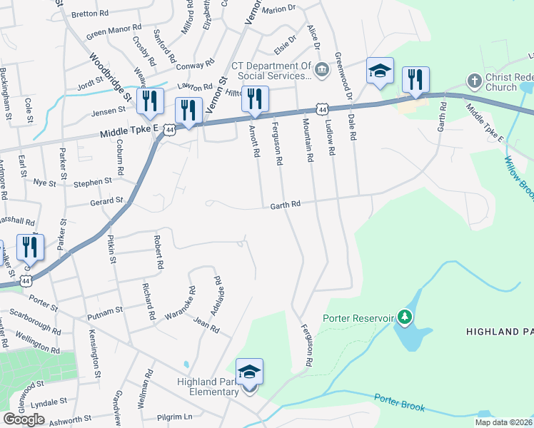 map of restaurants, bars, coffee shops, grocery stores, and more near 18 Garth Road in Manchester