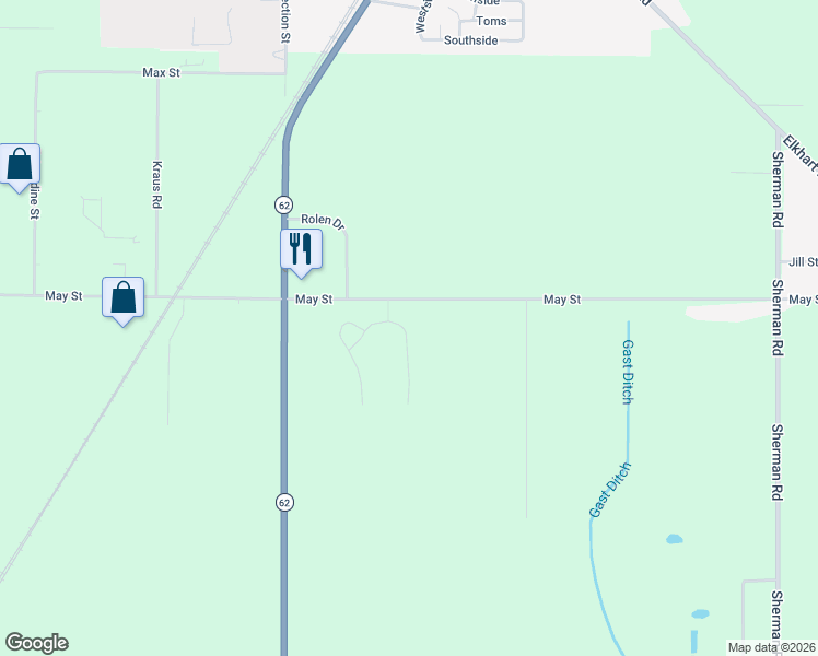 map of restaurants, bars, coffee shops, grocery stores, and more near 70073 Tiffany Drive in Edwardsburg