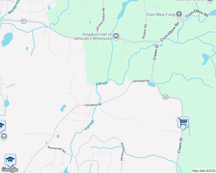 map of restaurants, bars, coffee shops, grocery stores, and more near 133 Haviland Road in Poughkeepsie