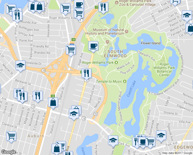 map of restaurants, bars, coffee shops, grocery stores, and more near 7 McKinley Street in North Providence