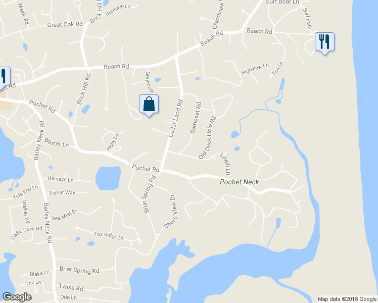 map of restaurants, bars, coffee shops, grocery stores, and more near 45 Samoset Road in Orleans