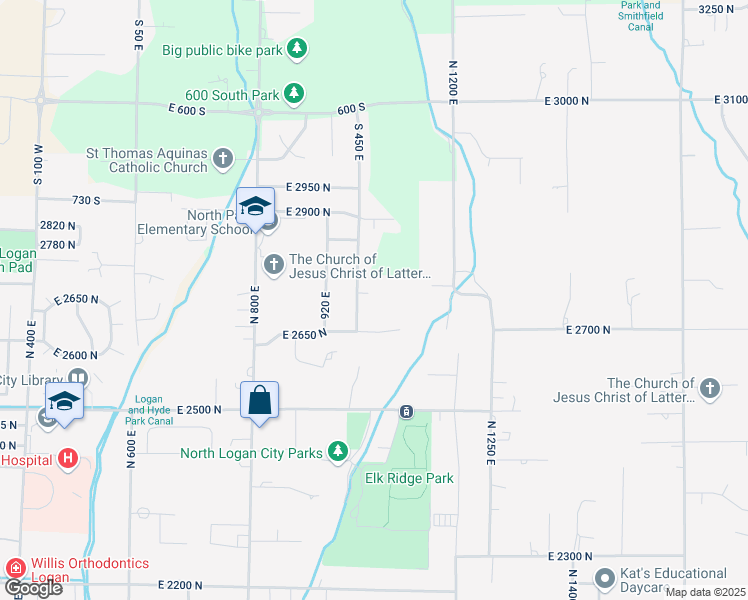map of restaurants, bars, coffee shops, grocery stores, and more near 1032 East 2750 North in North Logan