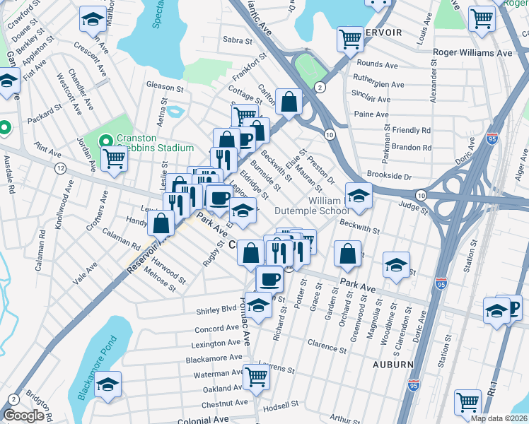 map of restaurants, bars, coffee shops, grocery stores, and more near in Providence