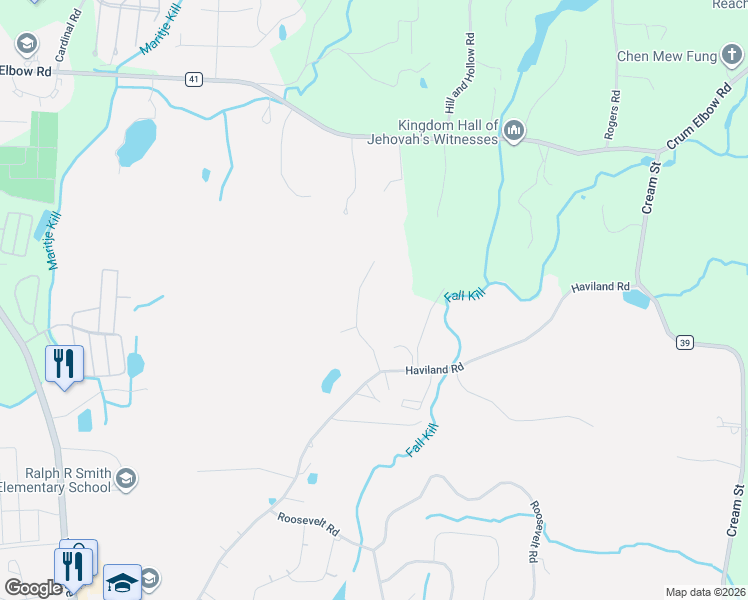 map of restaurants, bars, coffee shops, grocery stores, and more near 26 Bellas Way in Poughkeepsie