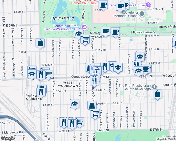 map of restaurants, bars, coffee shops, grocery stores, and more near in Chicago