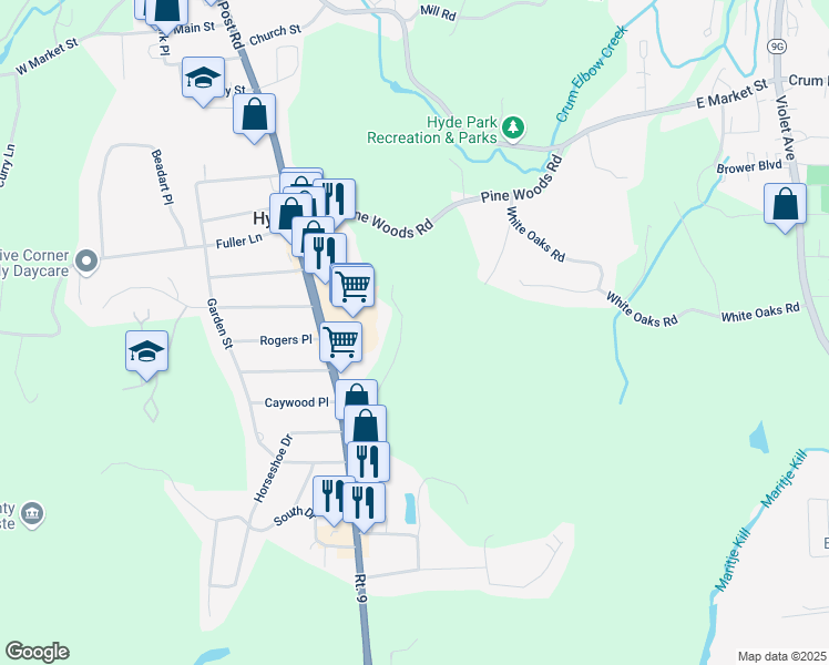 map of restaurants, bars, coffee shops, grocery stores, and more near 21 Van Dam Road in Hyde Park