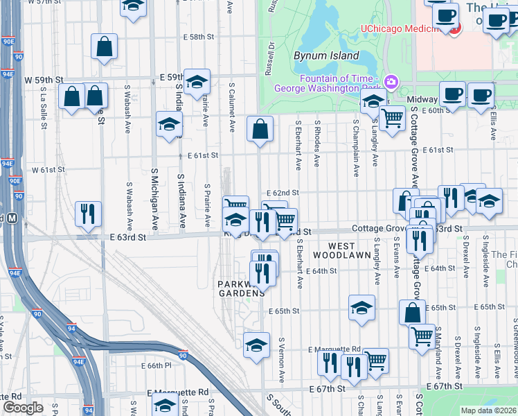 map of restaurants, bars, coffee shops, grocery stores, and more near in Chicago