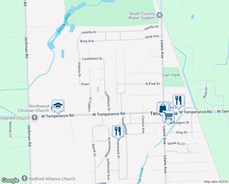 map of restaurants, bars, coffee shops, grocery stores, and more near 9043 Pheasant Drive in Temperance