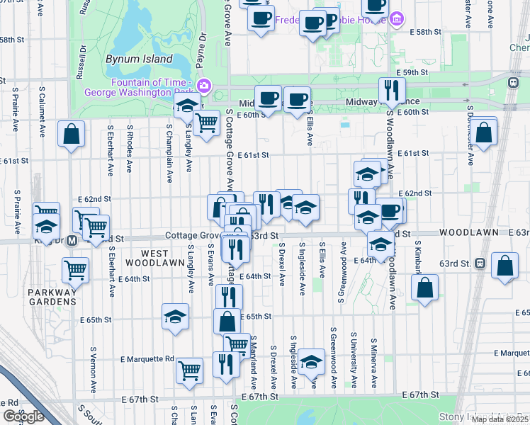 map of restaurants, bars, coffee shops, grocery stores, and more near in Chicago