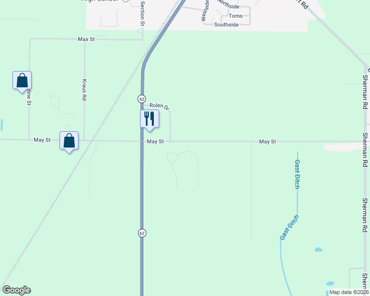 map of restaurants, bars, coffee shops, grocery stores, and more near 70073 Tiffany Drive in Edwardsburg