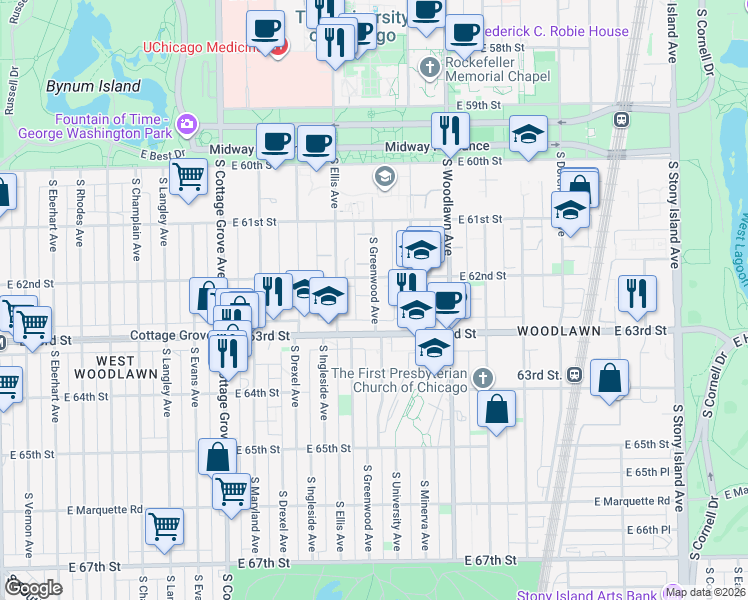 map of restaurants, bars, coffee shops, grocery stores, and more near in Chicago